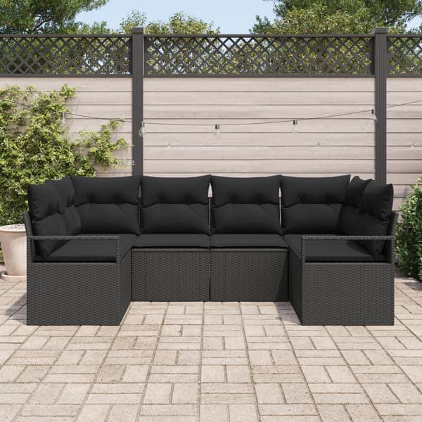 Soffset med kudde 6 pcs Svart konstrotting