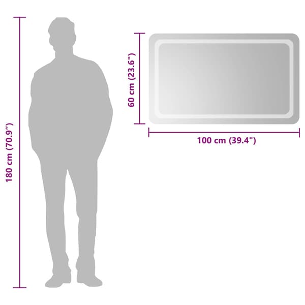 LED Badrumsspegel Transparent 100 x 60 cm härdat glas