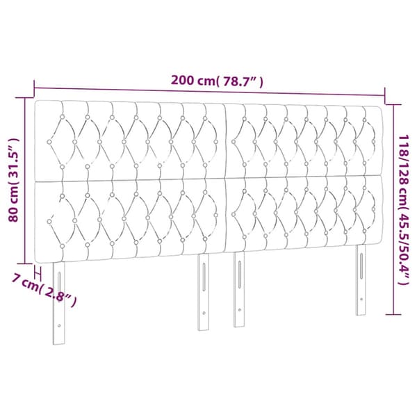 Sänggavel LED mörkblå 200x7x118/128 cm sammet