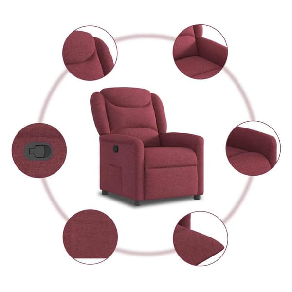 Reclinerfåtölj vinröd tyg