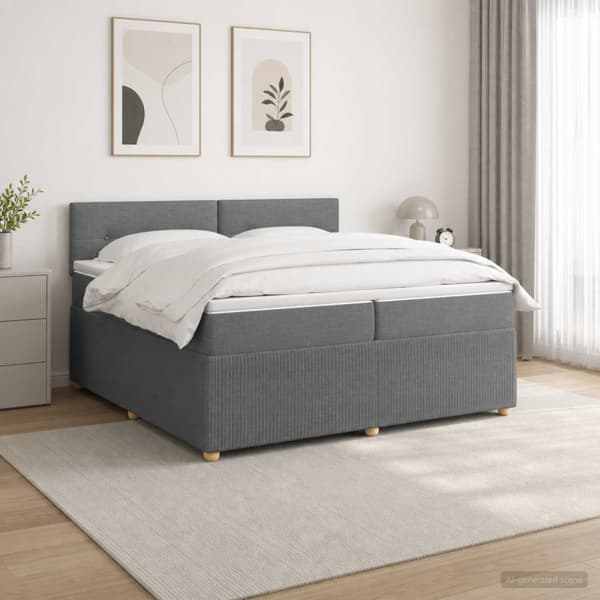 Kontinentalsäng med madrass Mörkgrå 200 x 200 cm Tyg