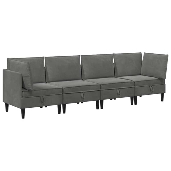 Möbelset för vardagsrummet med kudde 4 pcs Mörkgrå Sammet