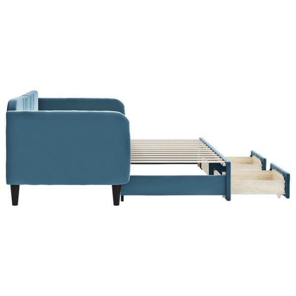 Dagbädd utdragbar med lådor blå 80x200 cm sammet