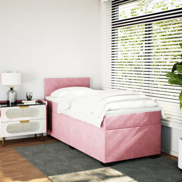 Ramsäng med madrass rosa 100x200 cm sammet
