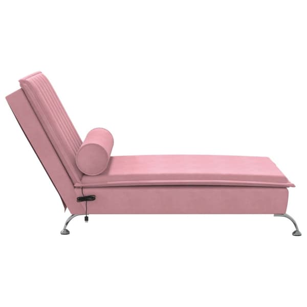 Massageschäslong med bolster rosa sammet