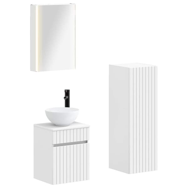 Badrumsmöbelset 4 pcs Vit Konstruerat trä och glas