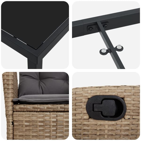 Trädgårdsmöbelset med kudde 5 pcs Beige konstrotting
