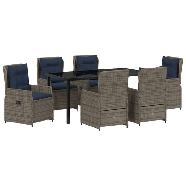 Trädgårdsmöbelset med kudde 7 pcs Grå Poly rattan