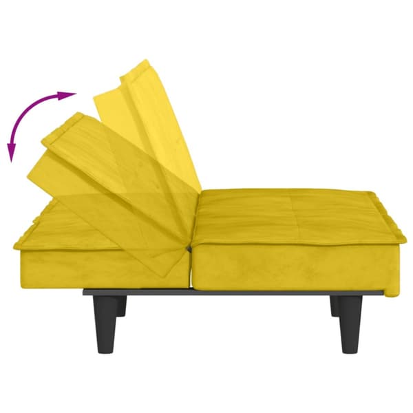 Bäddsoffa med mugghållare gul sammet