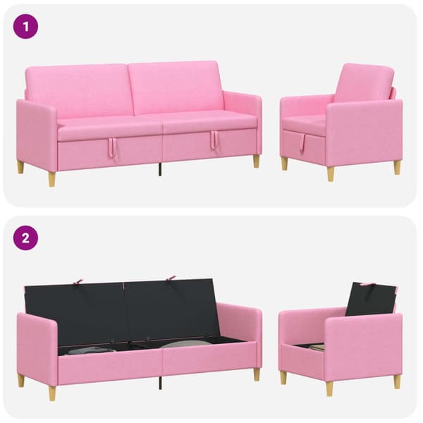 Soffgrupp med förvaring 2 pcs Rosa Polyester