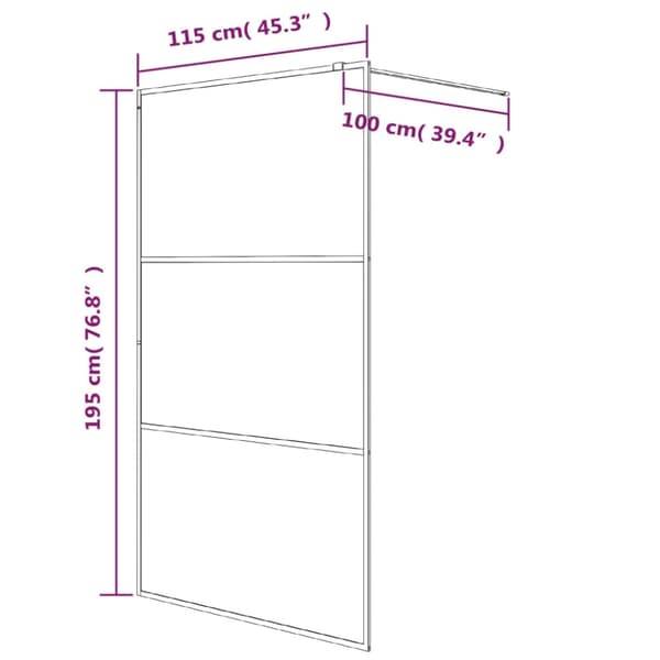 Duschvägg svart 115x195 cm halvfrostat ESG-glas