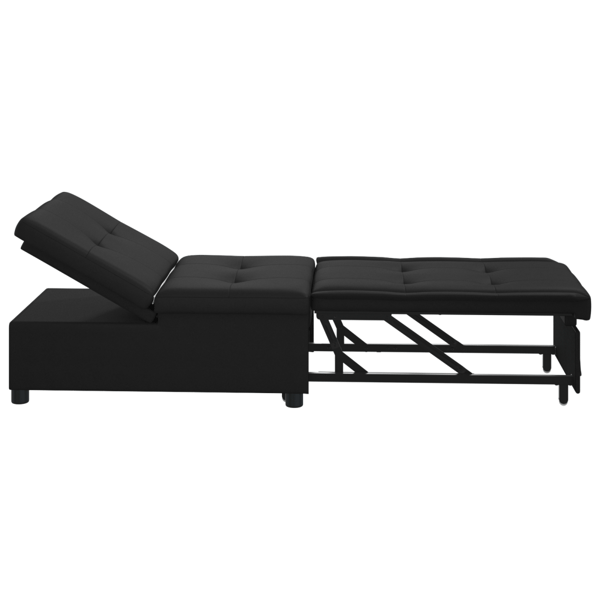 Pull Out Sofa Bed Svart 194 x 67 x 82 cm Mikrofiber