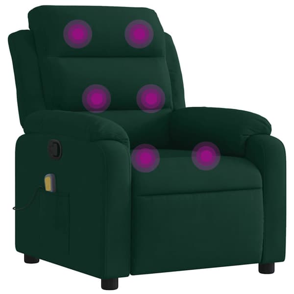 Massagefåtölj mörkgrön sammet