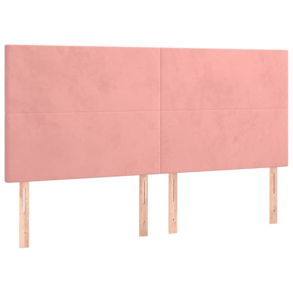 Ramsäng med madrass rosa & LED 200x200 cm sammet