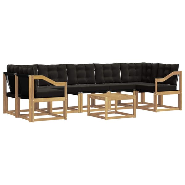 Utomhussoffset med kudde 8 pcs Vit och svart