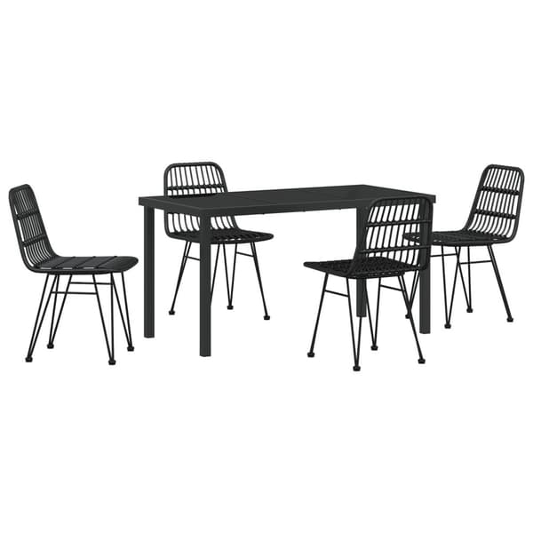Trädgårdsmöbelset 5 pcs Svart Pulverlackerat stål