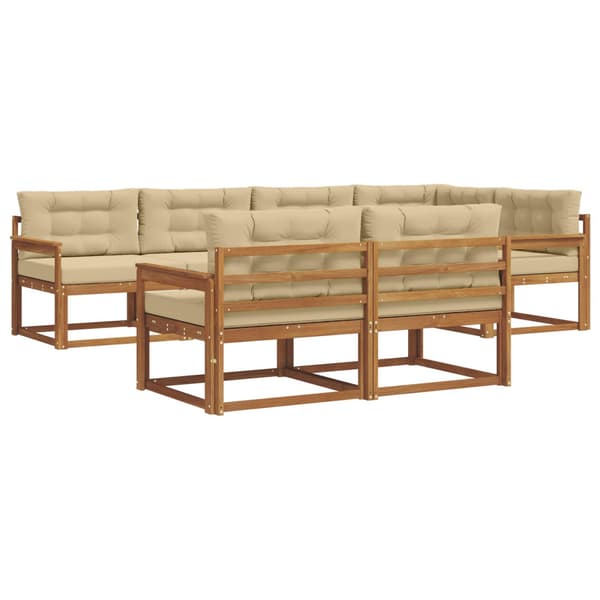 Utomhussoffset med kudde 7 pcs Naturlig och Beige