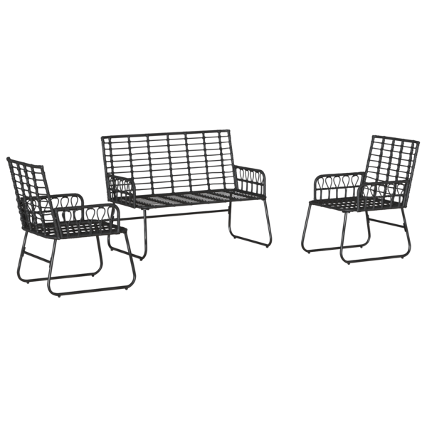 Trädgårdsmöbelset 3 pcs Svart och Anthracit konstrotting