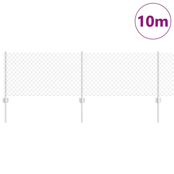 Kedjegaller med stolpe 10 x 0,6 m Galvaniserat stål Silver Mesh