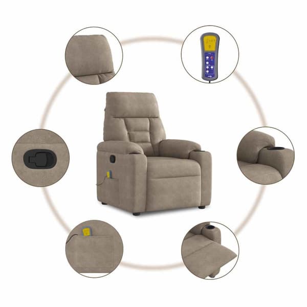 Massagefåtölj taupe mikrofibertyg