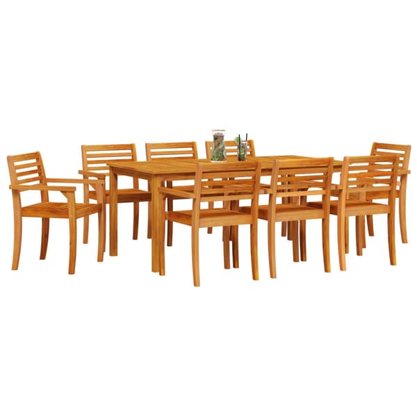 Trädgårdsmöbelset 9 pcs Brun Massivt Akaciaträ
