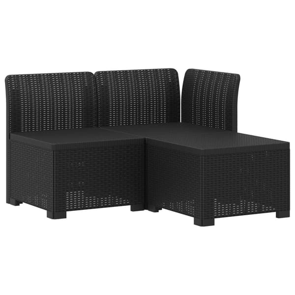 3-sits trädgårdsoffa med kuddar Rattan-look PP Antracit