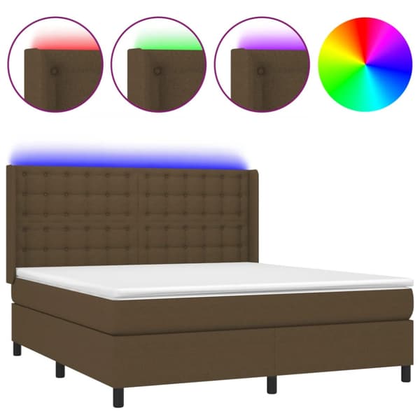LED Box Säng med huvudgavel tyg