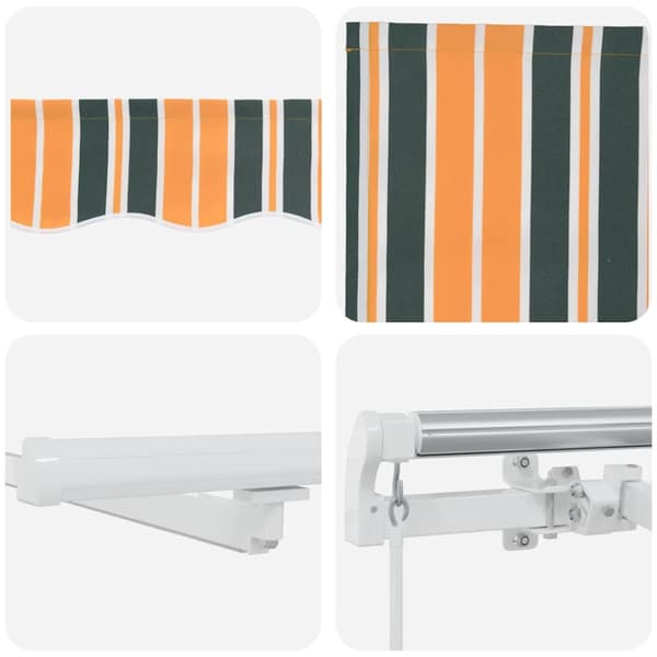 Utfällbar markis Grön och gul 600 × 350 cm Tyger och Stål