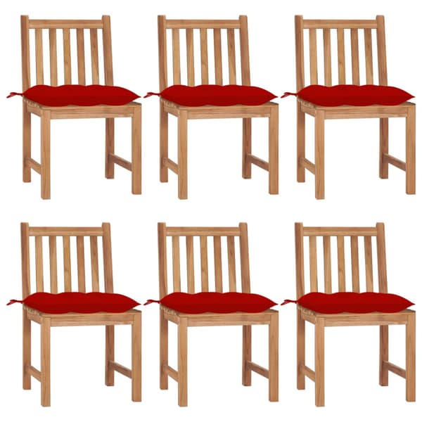 Trädgårdsstolar 6 st med dynor massiv teak