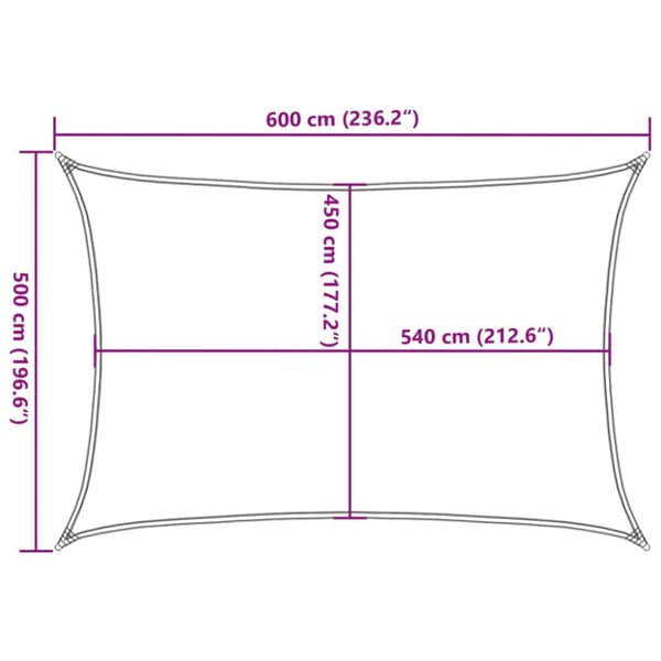 Solsegel 160 g/m² rektangulär sand 5x6 m HDPE