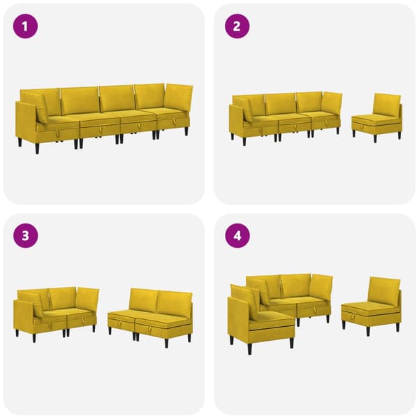 Möbelset för vardagsrummet med kudde 4 pcs Gul Sammet