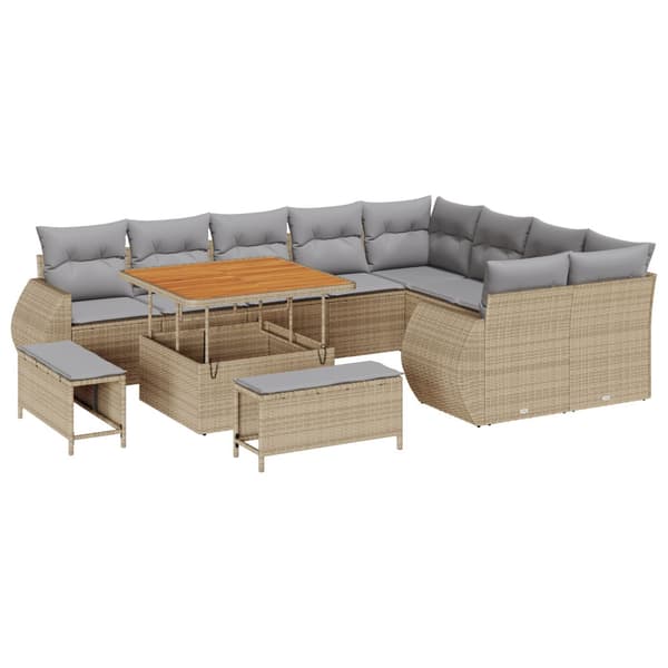 Trädgårdsoffset 12 pcs Beige konstrotting