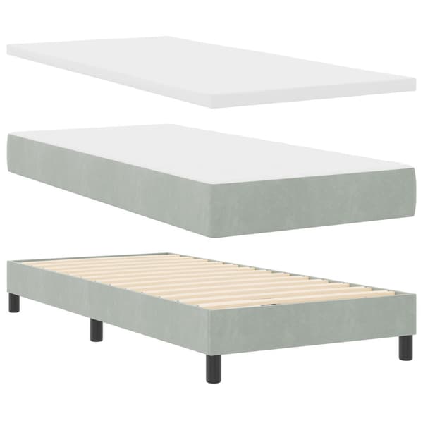 Bäddfjäder med madrass Ljusgrå 100 x 200 cm Sammet