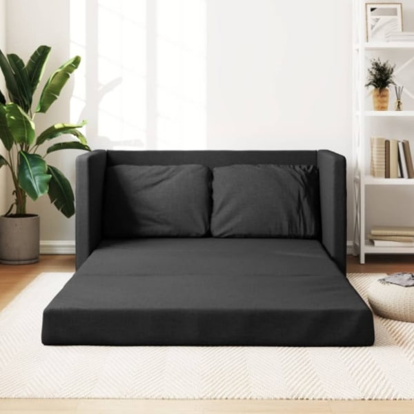 Golvbäddsoffa 2-i-1 svart 112x174x55 cm tyg