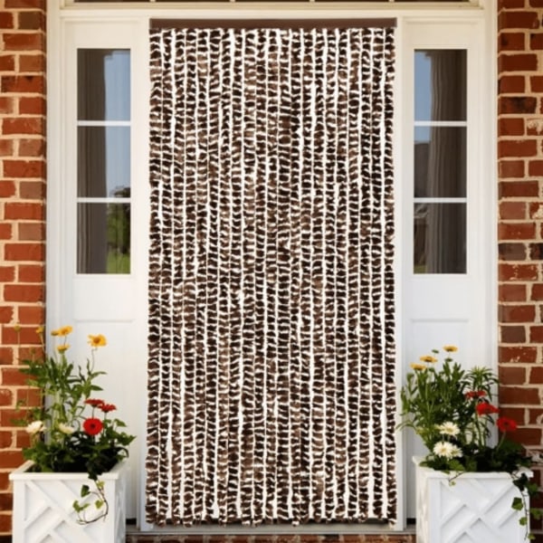Insektsgardin brun och vit 90x200 cm chenille