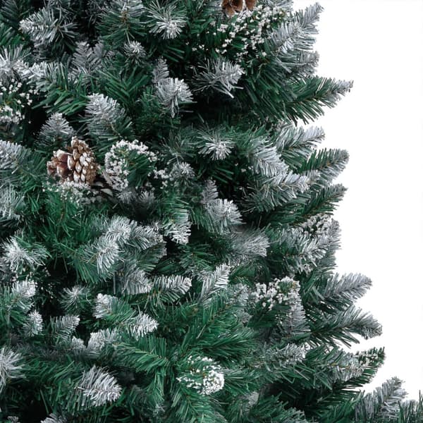 Konstgjord julgran med LED och bollset och kottar 210 cm