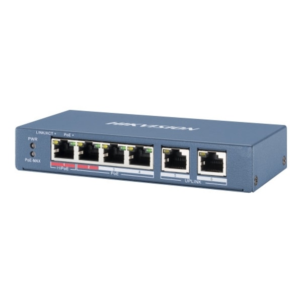 Hikvision DS-3E0106HP-E - switch - 6 portar - ohanterad Blå