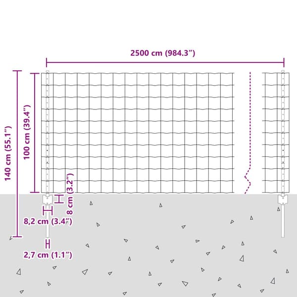 Stängsel med stolpe Grå 1 x 25 m Stål