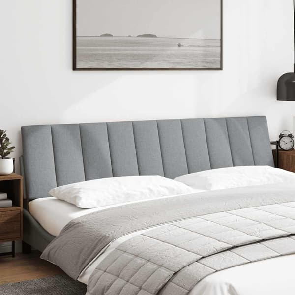 Headboard Cushion "Hanko" Light Grey 200 cm Fabric