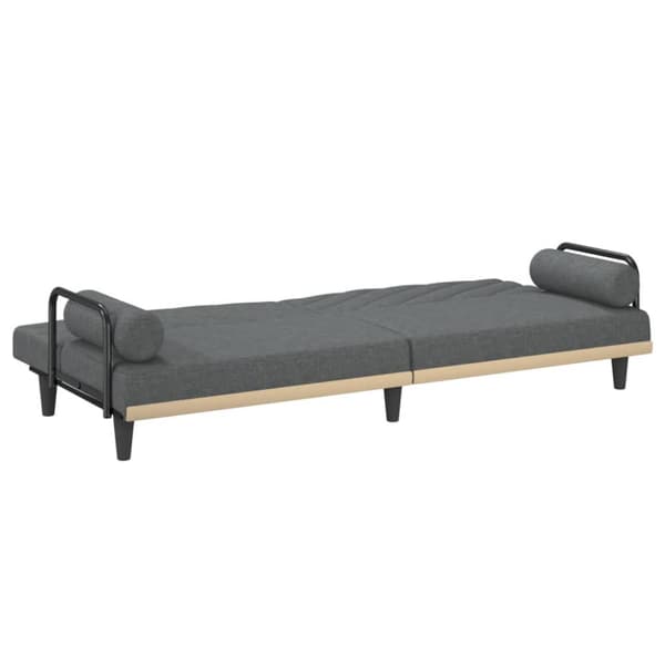 Bäddsoffa med armstöd mörkgrå tyg