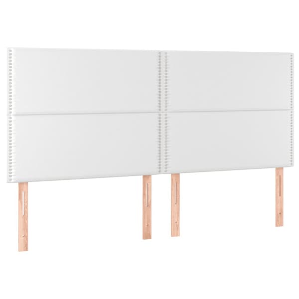 Sänggavel LED vit 200x5x118/128 cm konstläder