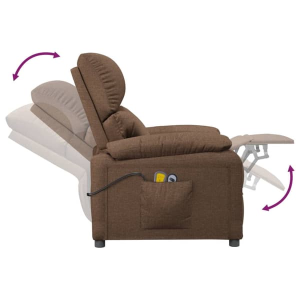 Elektrisk massagefåtölj brun tyg
