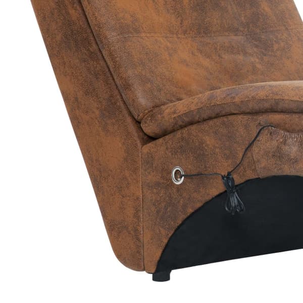 Massageschäslong med kudde brun konstmocka