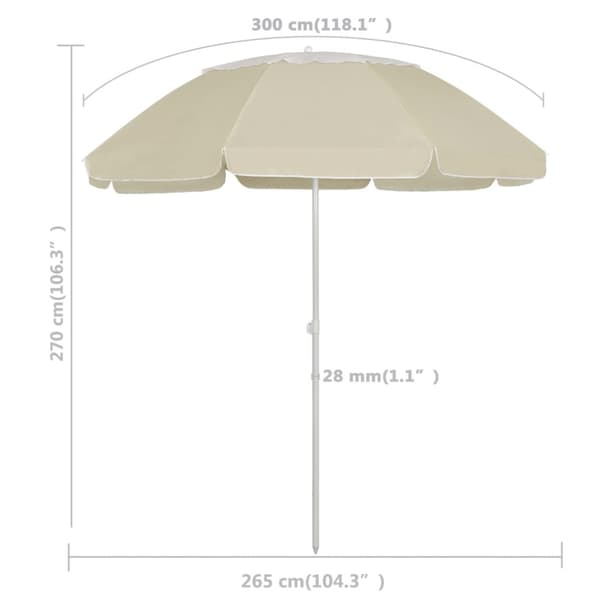 Strandparasoll sandgul 300 cm