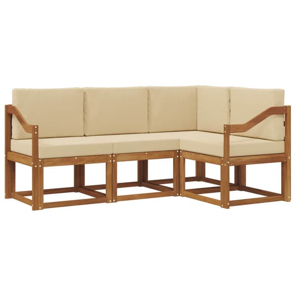 Utomhussoffset med kudde 4 pcs Naturlig och Beige