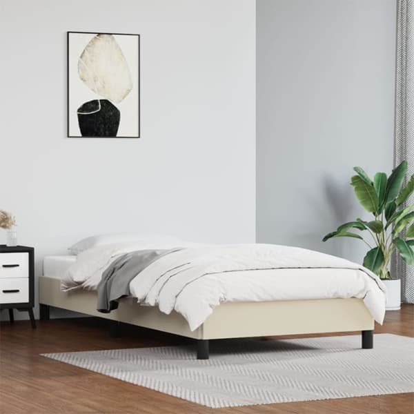 Sängram gräddvit 80x200 cm konstläder