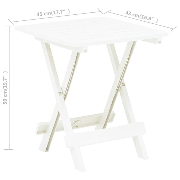 Hopfällbart trädgårdsbord vit 45x43x50 cm plast