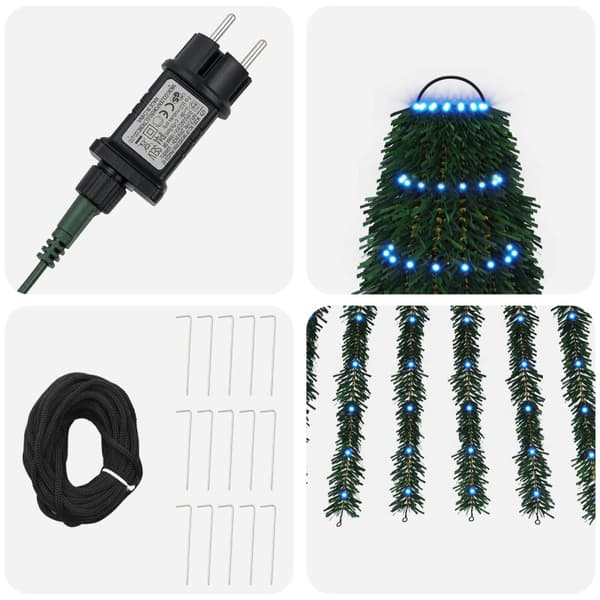 LED Julgran 220 cm 460 LED-lampor Blå Stål Grön