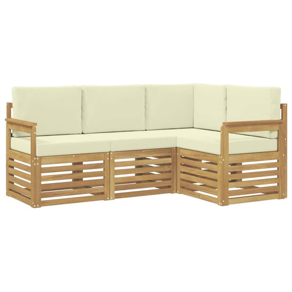 Utomhussoffset 4 pcs Vit och grädde 187,5 x 128,5 x 73 cm