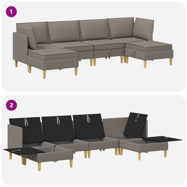 Modulsoffor med förvaring 6 st Taupe Tyg